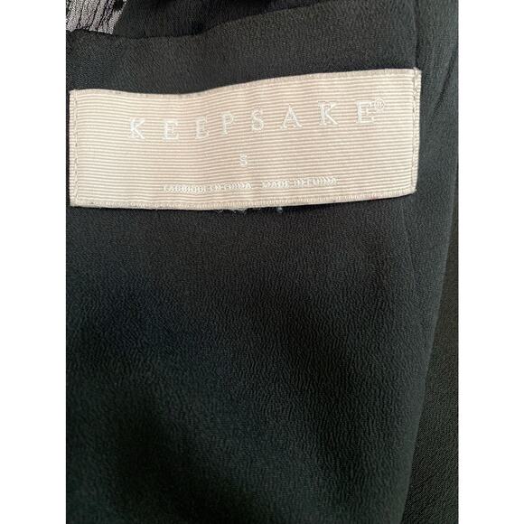 Keepsake Swiss Dot Black Ruffled Whimsical Whimsigoth Mini Dress Size Small - Picture 8 of 11